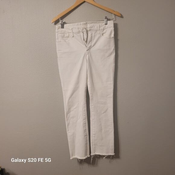 Good Straight High Waist Raw Hem Straight Leg Denim Jeans Womens 28 White - Picture 1 of 7